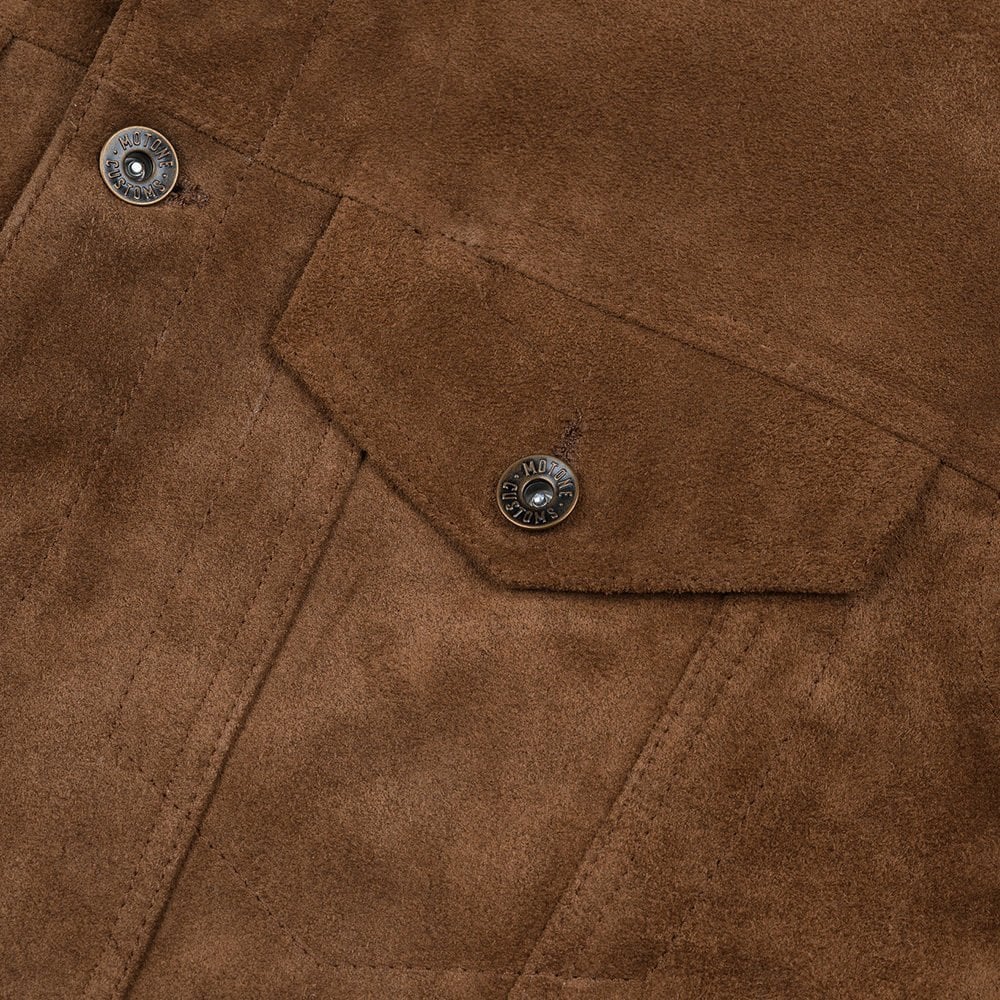 Motone Roughneck Reverse Suede Trucker Jacket - Otter Brown