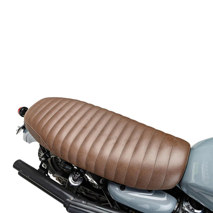 British Customs Slammer Tuck and Roll Gel Seat - Brown -  2001-2015 Triumph Bonneville, Thruxton, Scrambler