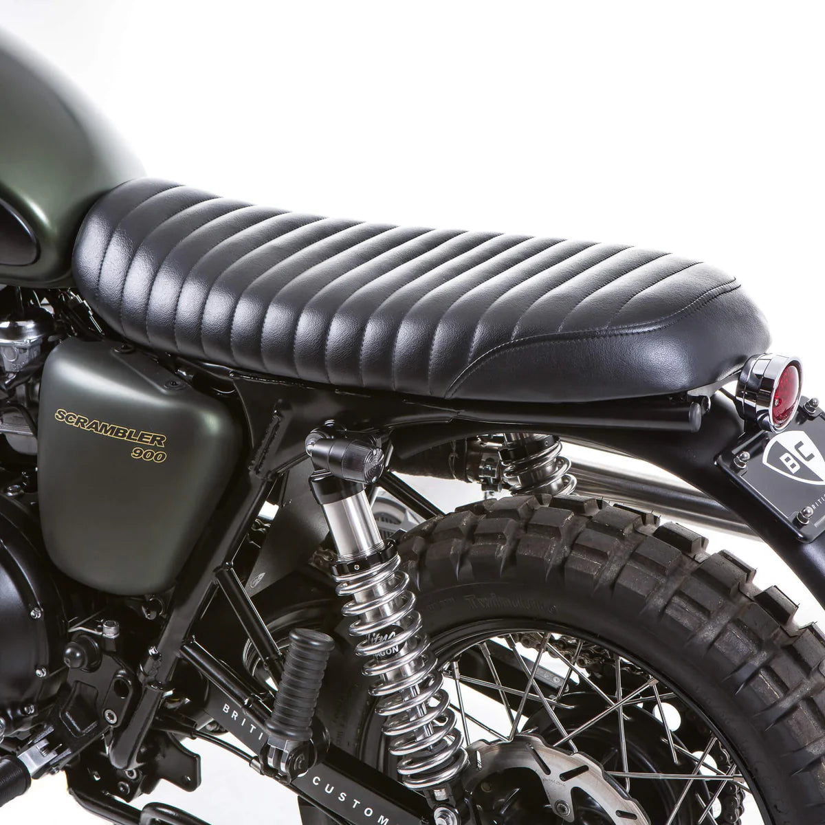 British Customs Slammer Tuck and Roll Gel Seat - Black -  2001-2015 Triumph Bonneville, Thruxton, Scrambler