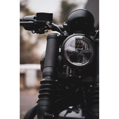 Motone The SPATZ - 47mm Fork Shrouds Covers with Klingon Handlebar Indicator Mounts - Triumph Bobber / Speedmaster