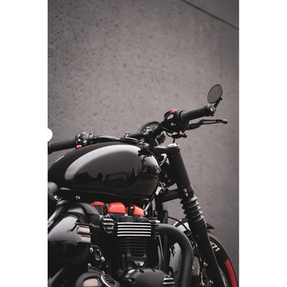 Motone The SPATZ - 47mm Fork Shrouds Covers with Klingon Handlebar Indicator Mounts - Triumph Bobber / Speedmaster