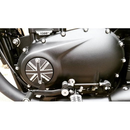 Motone Customs Union Jack Clutch Cover - Black w/ Polished