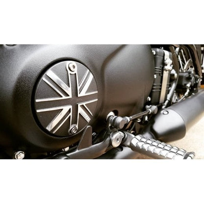 Motone Customs Union Jack Clutch Cover - Black w/ Polished
