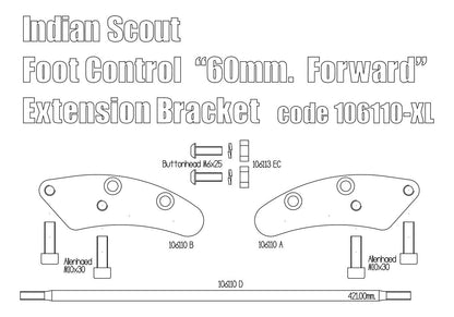 Free Spirits Extended Forward Control Adapter Plates - 60MM - Indian Scout Standard & Sixty