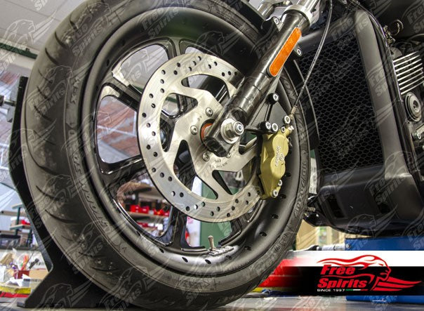 Free Spirits Front brake caliper 4 pot kit for Harley