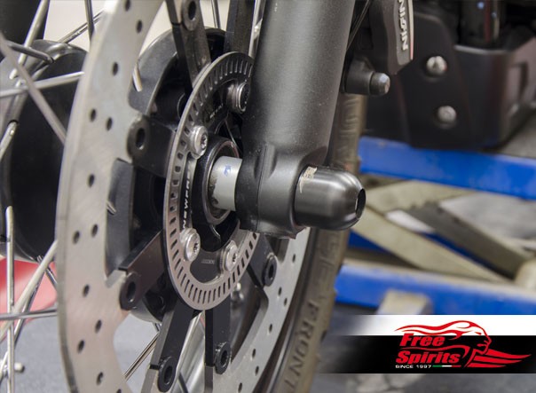 Free Spirits Front Axle Protectors / Sliders - 2016+ T100, T120, Bobber, Street Twin, Street Cup, Street Scrambler