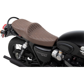 Z1R Low Touring Seat - Diamond Stitch - Brown - 2016+ Triumph Bonneville T100, T120, Street Twin, Street Scrambler