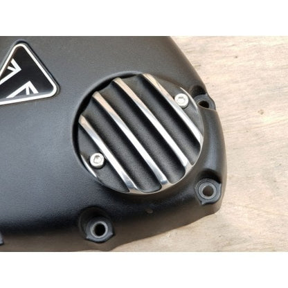 Motone Customs Ribbed ACG Cover - Black w/ Polished Fins