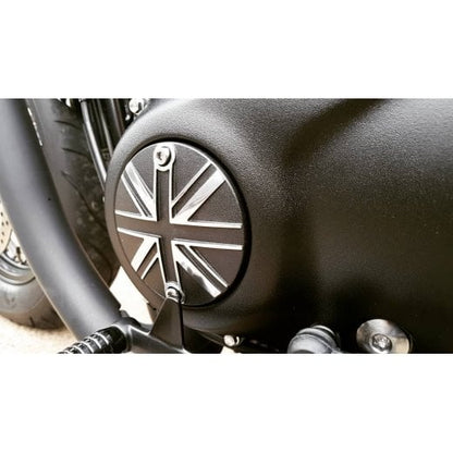 Motone Customs Union Jack Clutch Cover - Black w/ Polished