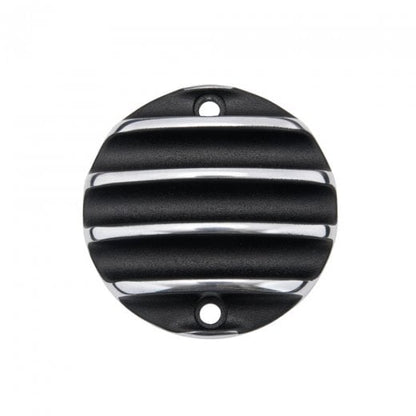 Motone Customs Ribbed ACG Cover - Black w/ Polished Fins