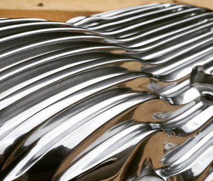 Motone Ribbed Clutch Side Engine Cover - Polished Finish