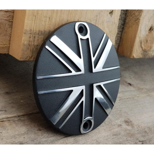 Motone Customs Union Jack Clutch Cover - Black w/ Polished
