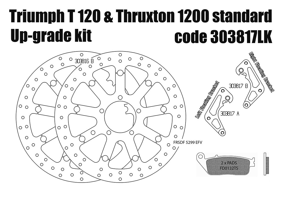 Free Spirits 340MM Floating Rotor Upgrade Kit - 2016-2020 Triumph Bonneville T120 / Thruxton 1200 Standard