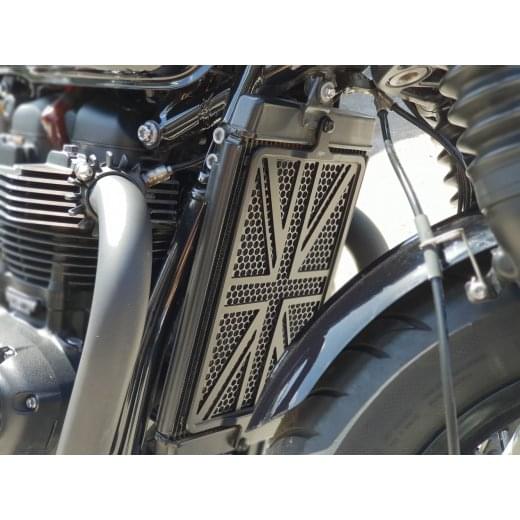 Motone Union Jack Radiator Guard for 2016+ Triumph Bonneville T100, T120, Street Twin, Thruxton R / 1200