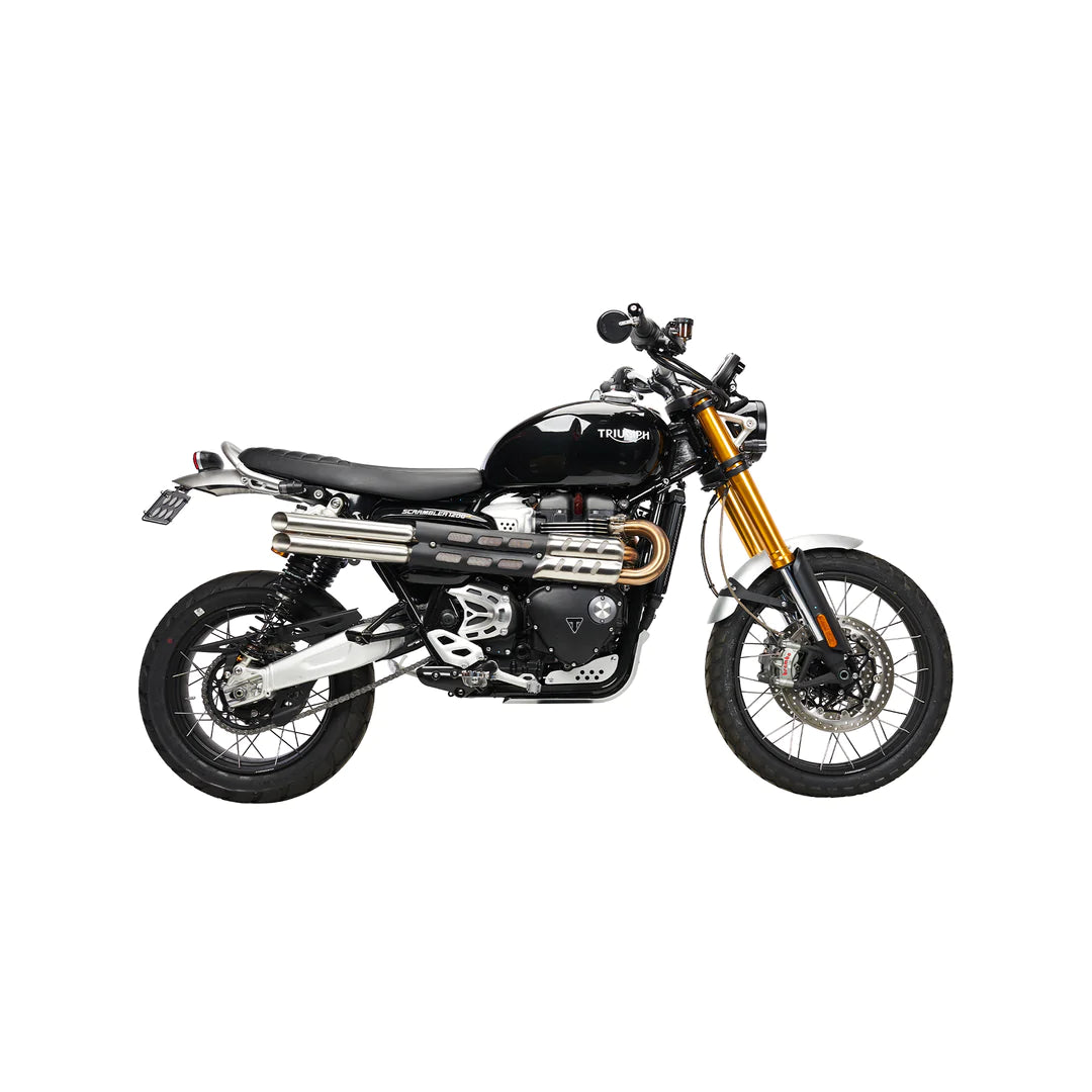 British Customs Slash Cut Shotgun Slip On Exhaust - Triumph Scrambler XE / XC
