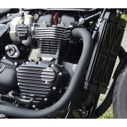 Motone Customs Ribbed ACG Cover - Black w/ Polished Fins