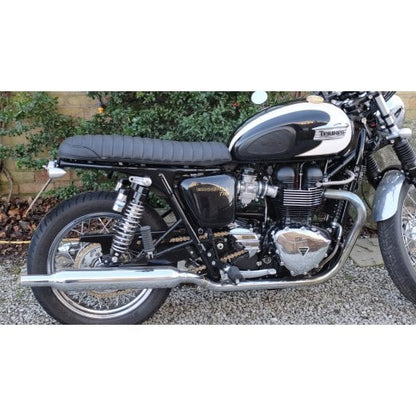 Motone Krait Skinny Seat - Ribbed - Triumph Bonneville, Scrambler and Thruxton - Rare Earth Brown