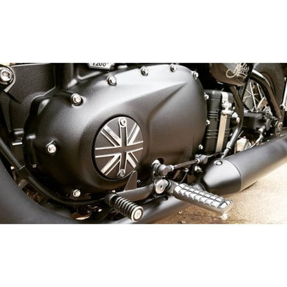 Motone Customs Union Jack Clutch Cover - Black w/ Polished