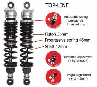 YSS RZ362-TRL Twin Shocks - Silver - Triumph Modern Classics