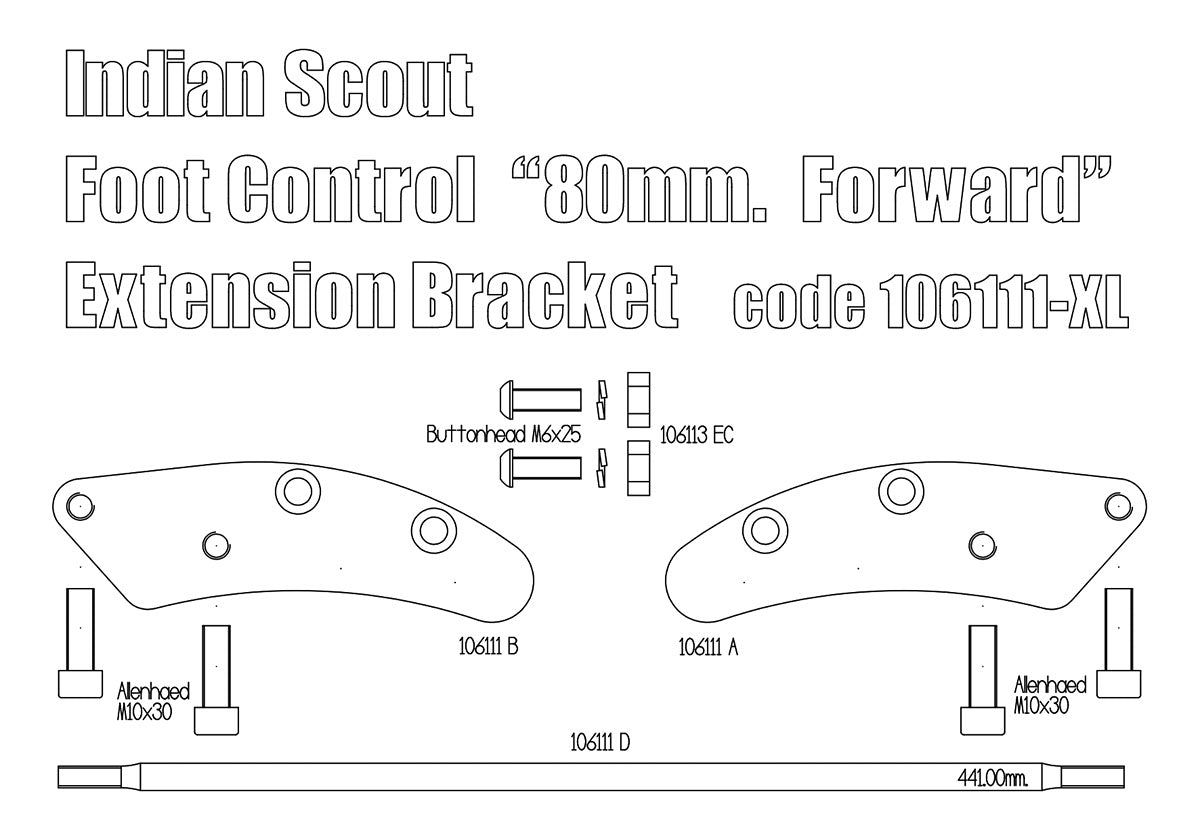Free Spirits Extended Forward Control Adapter Plates - 80MM - Indian Scout Standard & Sixty