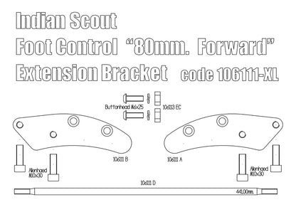Free Spirits Extended Forward Control Adapter Plates - 80MM - Indian Scout Standard & Sixty