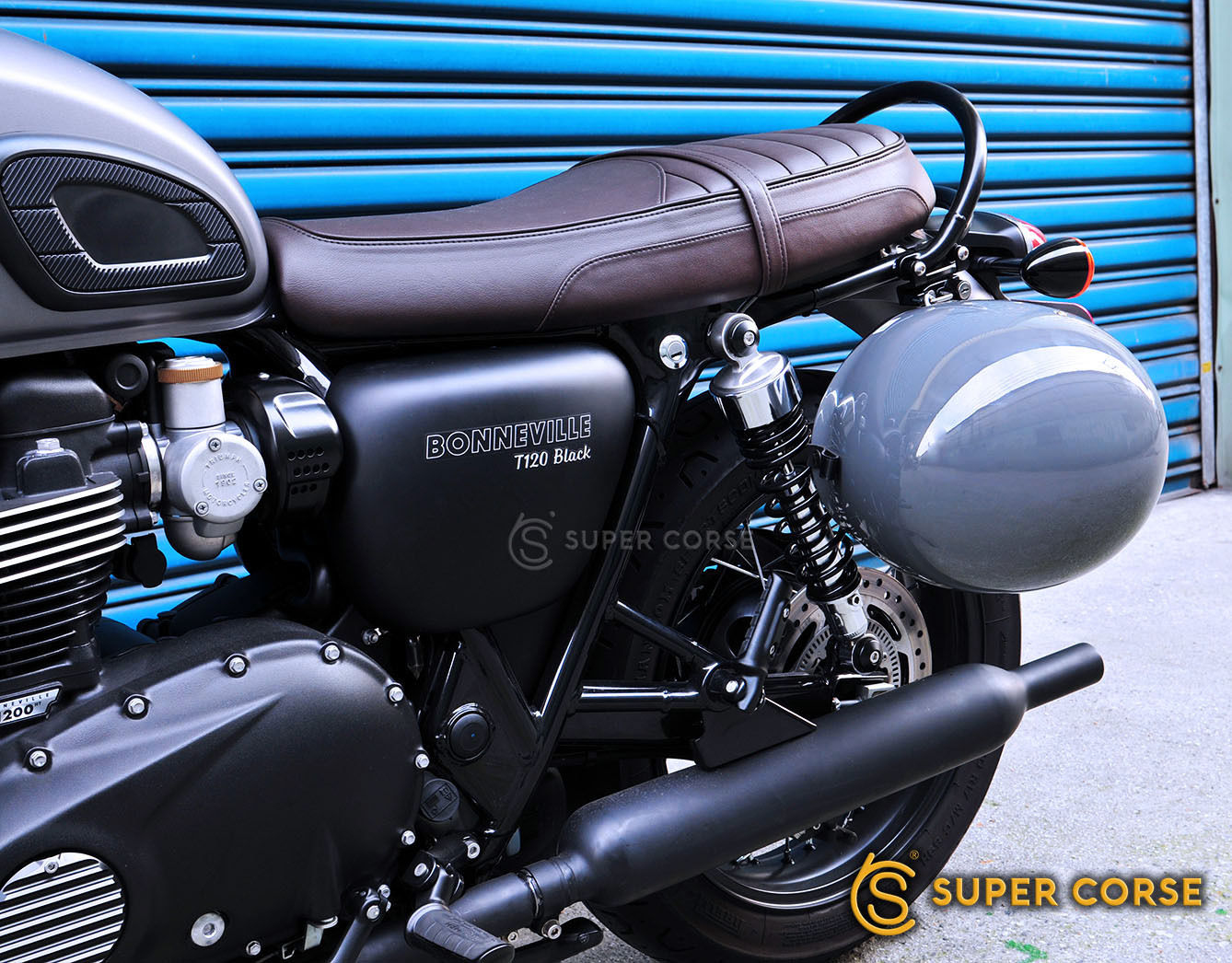 Super Corse Helmet Lock Grab Rail Mount 2016 Triumph T100 T120 A J cycles A J Cycles