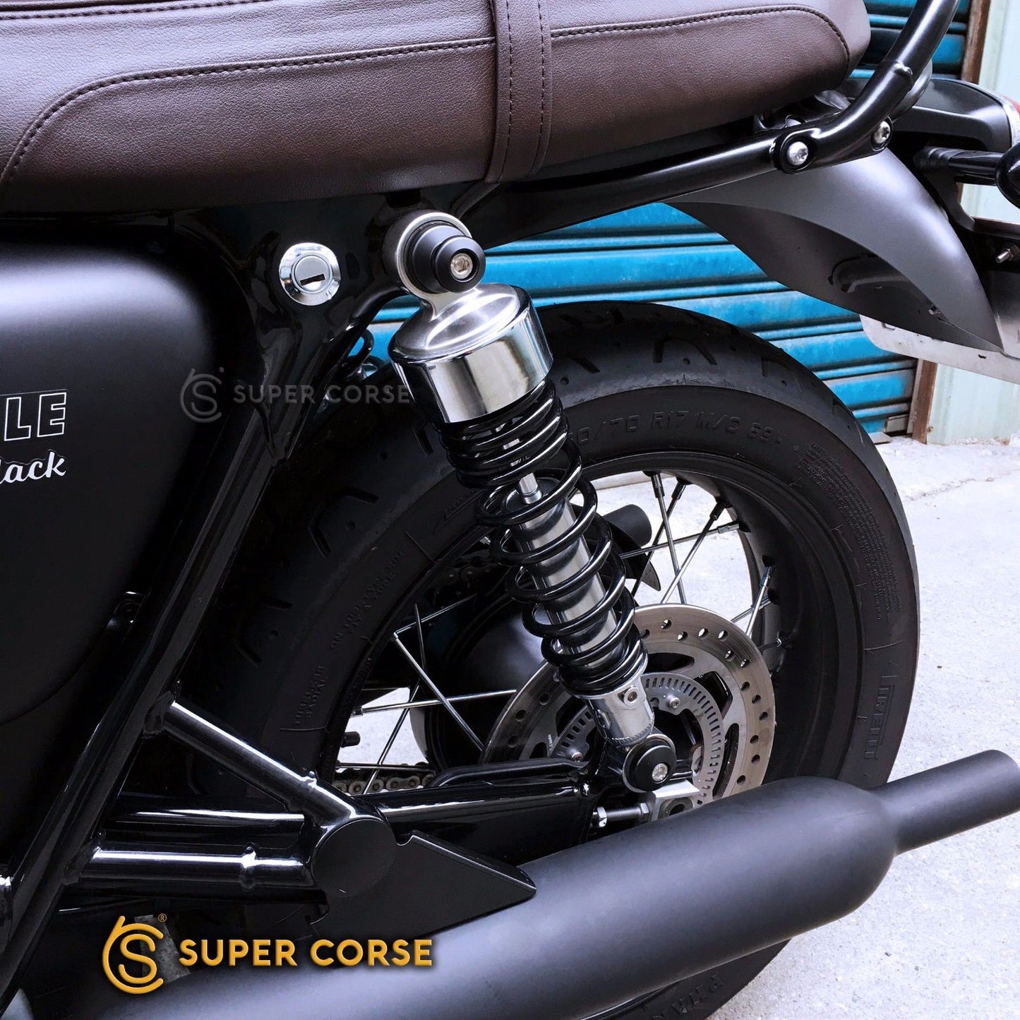 Super Corse Shock Luggage Spools - 2016+ Triumph Classics - Black or Silver