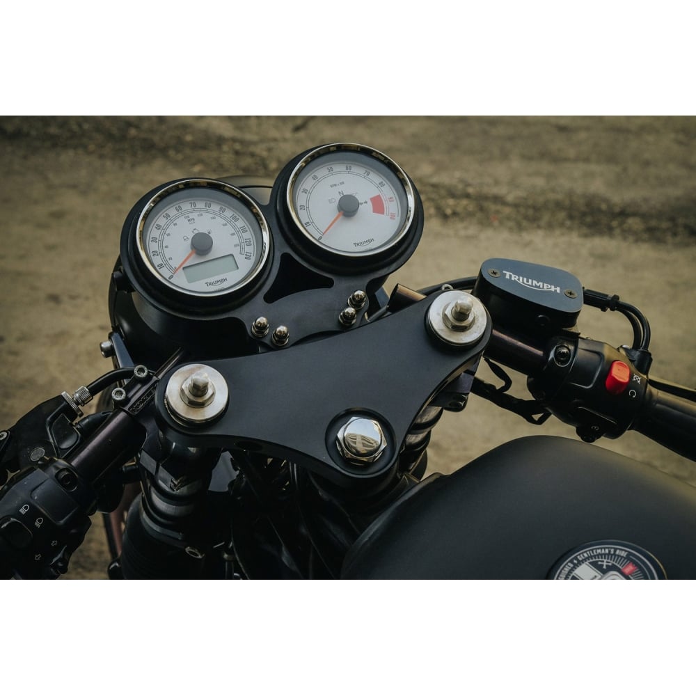 Motone Billet Brake Fluid Reservoir Master Cylinder Cap - Triumph Logo - Black