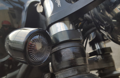 Motone 47MM Wrap Around Front Turn Signal Brackets - Bobber Black