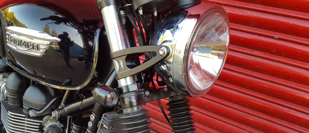 Motone 47MM Wrap Around Front Turn Signal Brackets - Bobber Black