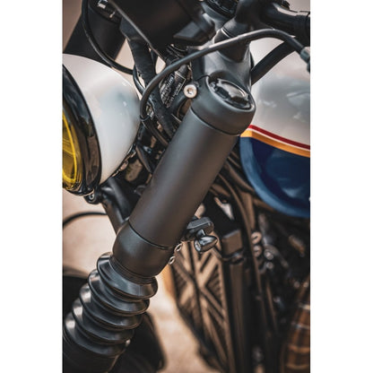 Motone The SPATZ - 47mm Fork Shrouds Covers with Integrated Indicator Mounts - Triumph Bobber / Speedmaster