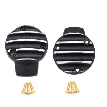Motone Throttle Body Side Covers - Ribbed - Black with Polished Fins